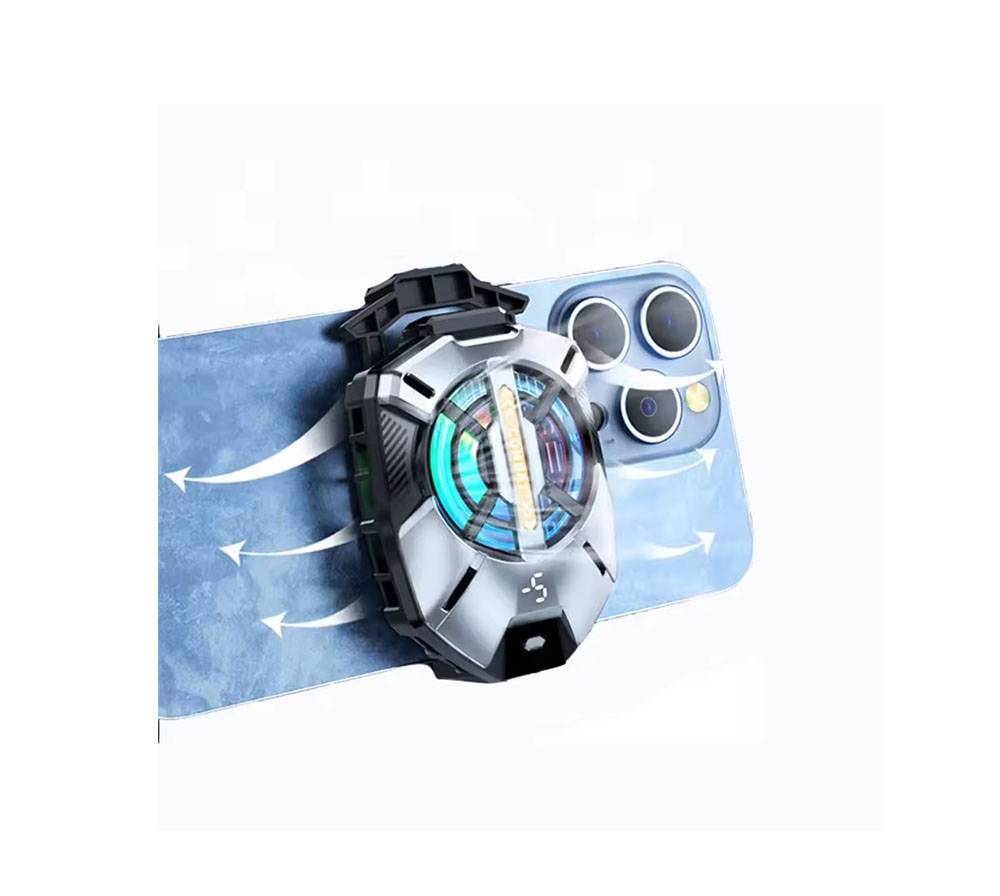 فن خنک‌کننده گوشی مدل FS09 |  خنک‌کننده رادیاتوری با نمایشگر دما و نور RGB